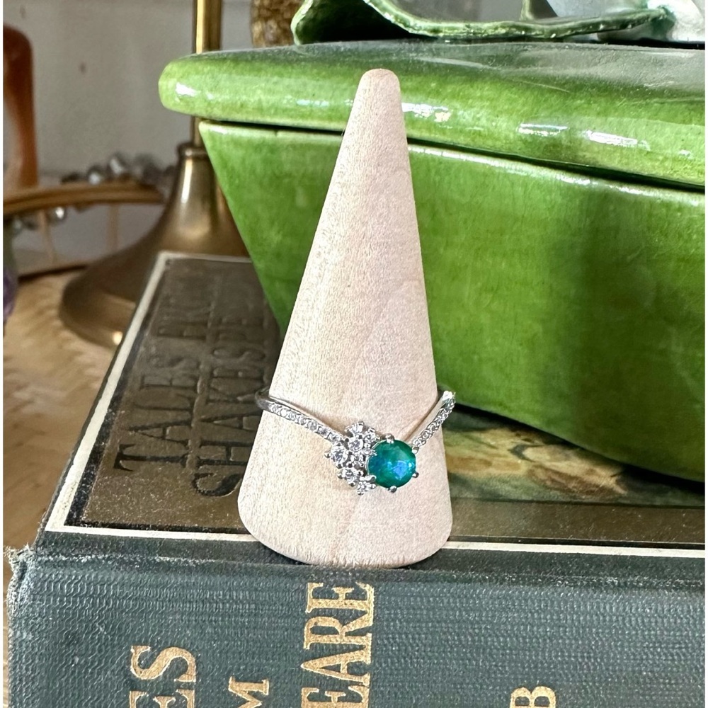Bomb Party Blue green stone size 9.5 marked 925 sterling